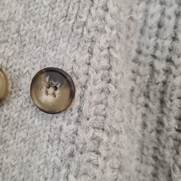 Zara Womens Cardigan Size M Light Gray Chunky Knit Long with Pockets and Buttons - Picture 13 of 14